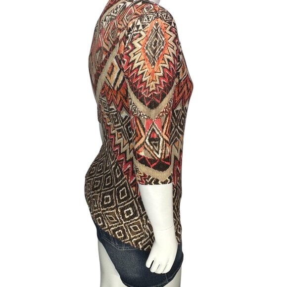 Chicos Womens Daniella Cardigan Sweater Tribal Diva 3/4 Sleeve Rayon Size 1 | M - Picture 7 of 14